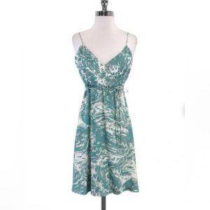 Tibi Blue/Green Spaghetti Strap Wrap Front Dress